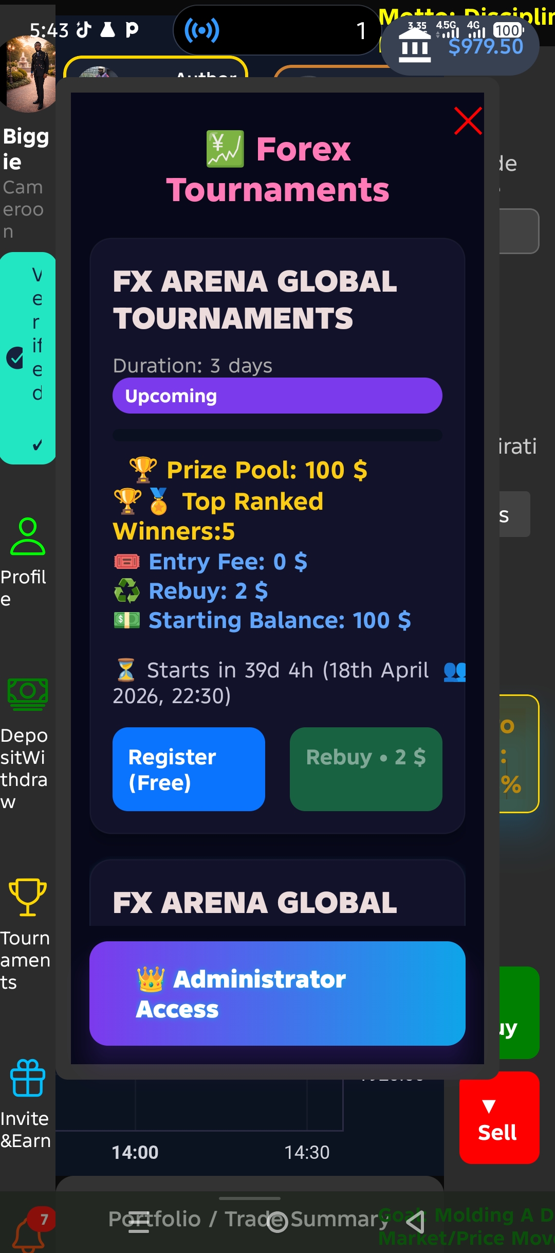 Live Tournament Screen